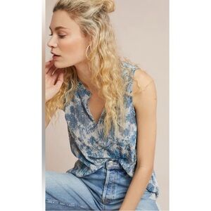 Anthropologie Vanessa Virginia Floral Shimmer tank